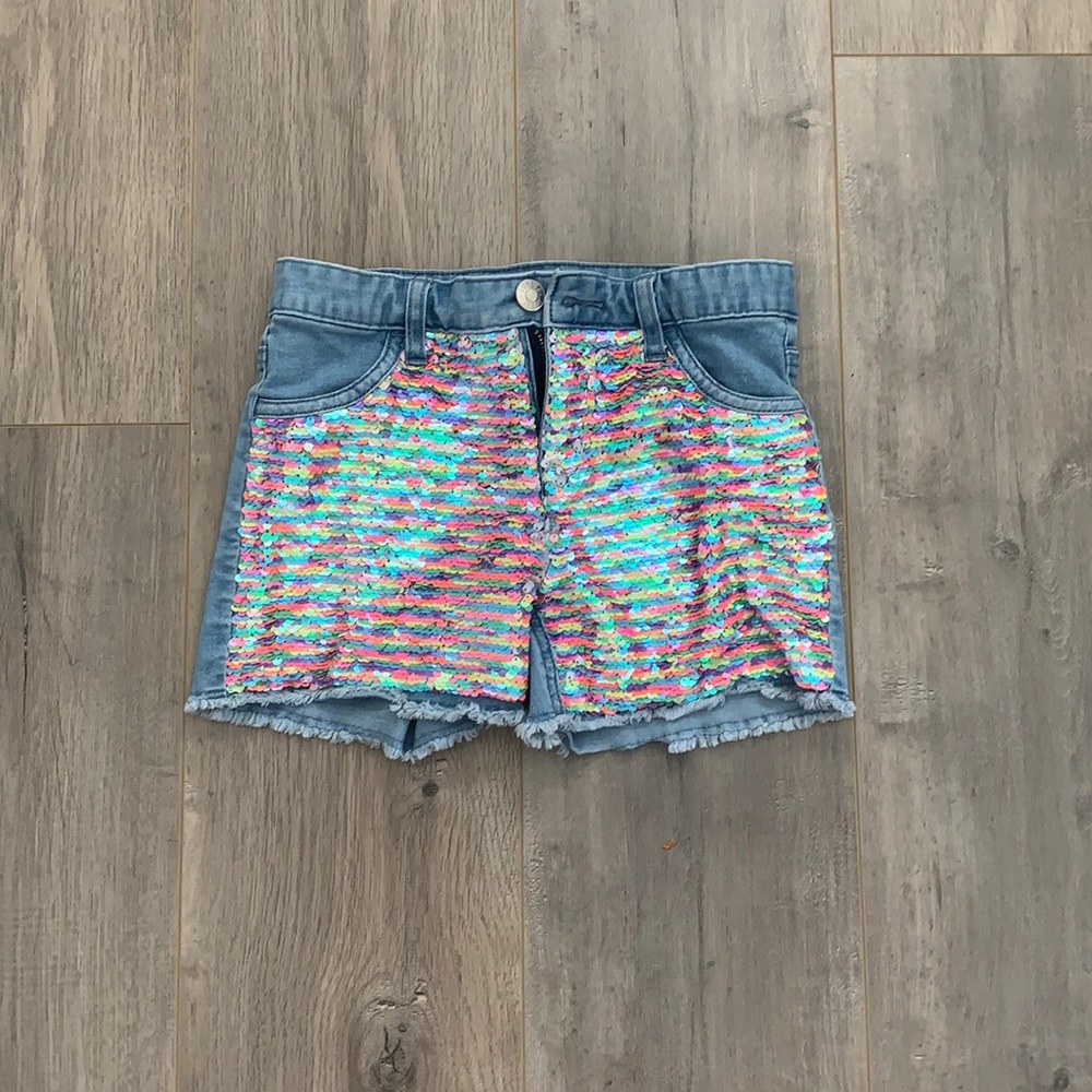 Justice Rainbow Flip sequin shorts